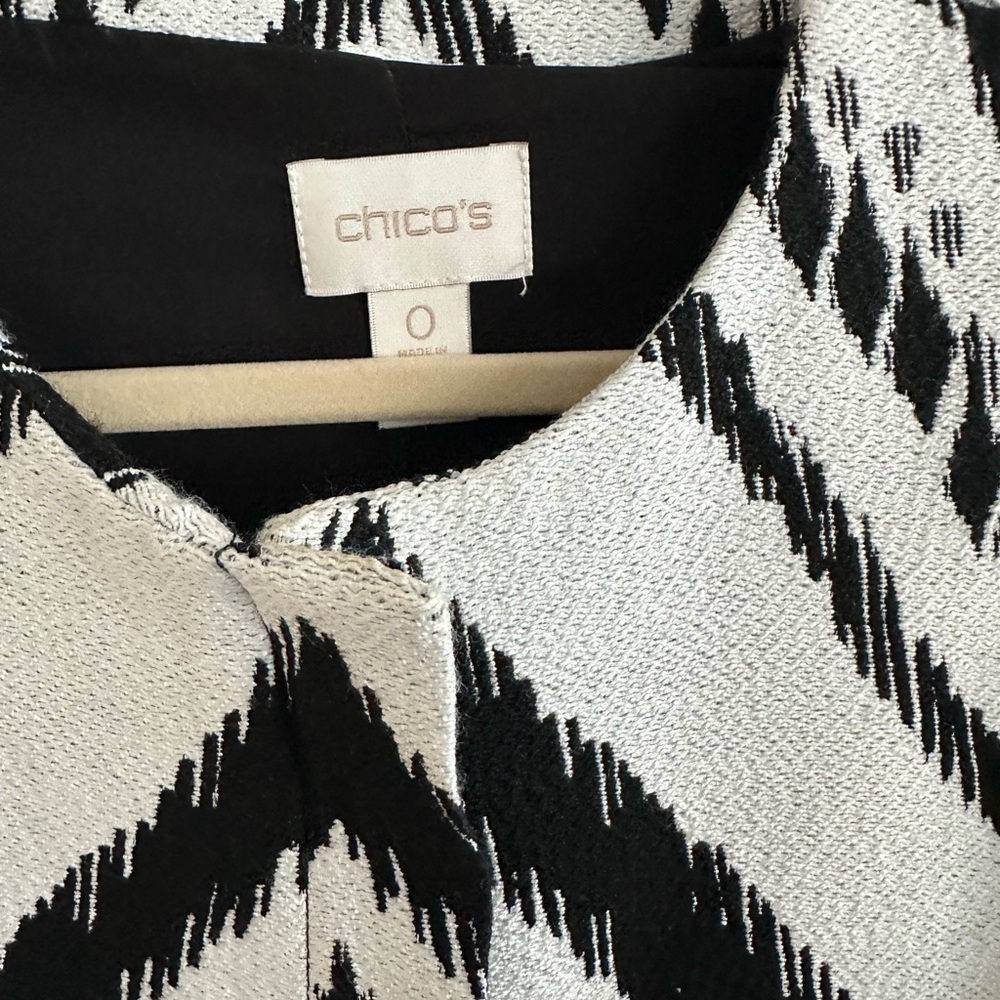 Chico's Monochrome Chevron Pattern Jacket - image 2